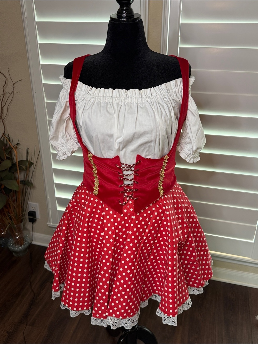 Homemade Women’s Little Red Riding Hood Halloween Costume with Corset & Hood